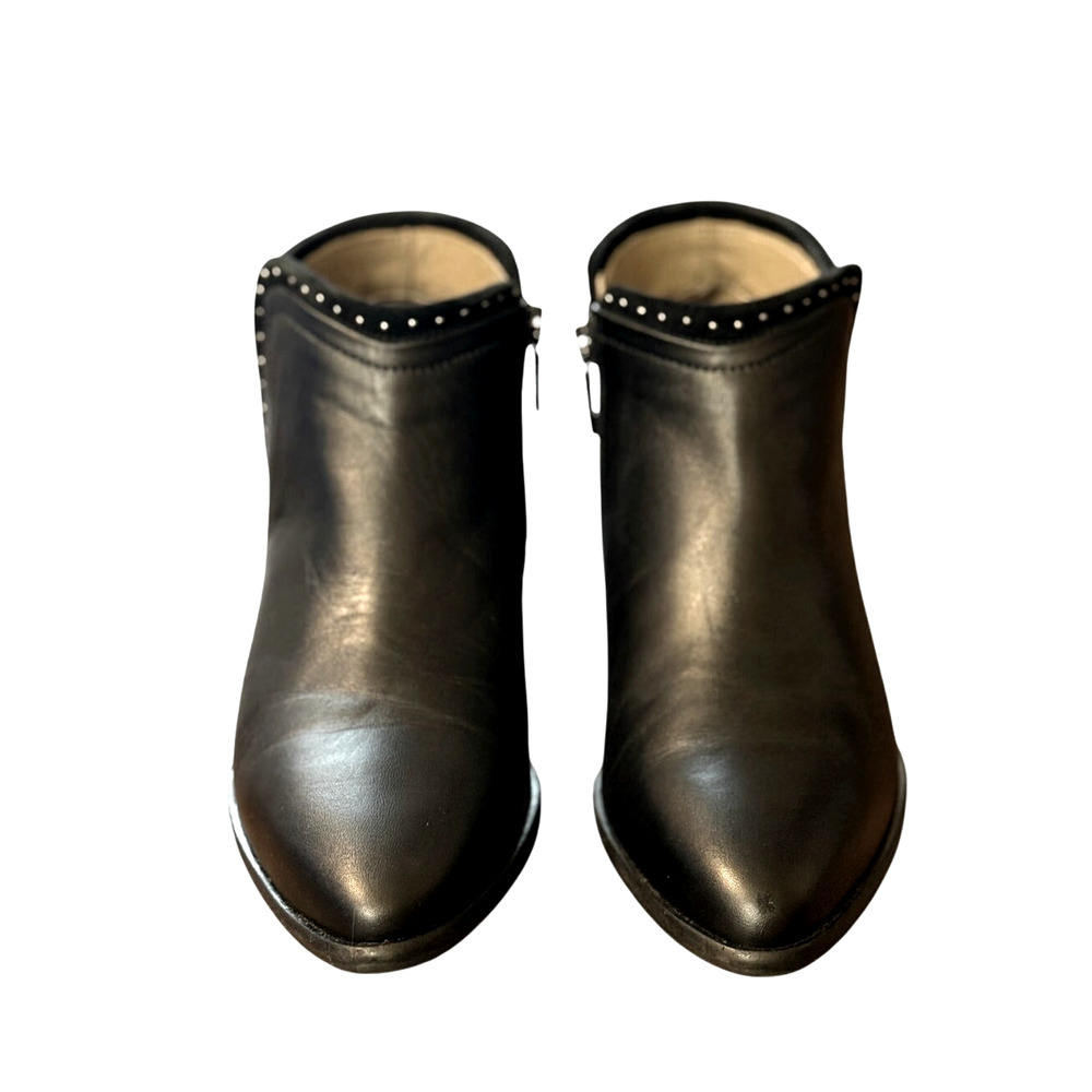 Anthropologie x Italeau 6.5 Studded Leather Ankle Boots $399 Black Made in Italy - Picture 3 of 10